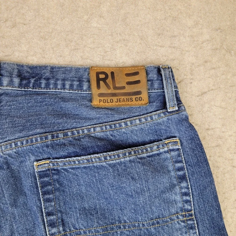 Polo Jeans Ralph Lauren Woodrow‎ Blue Jeans Baggy 36x25 Medium Wash Vintage